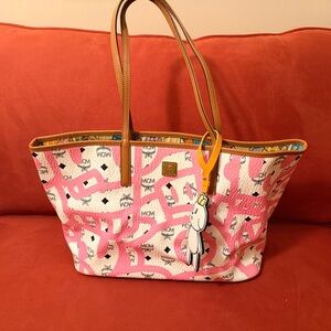 MCM Pink and White Tote Bag